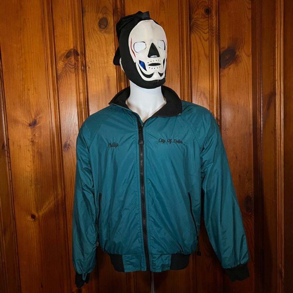 WearGuard M 90s Workwear Fleece Lined Bomber Jacket Teal Black City Of Delta